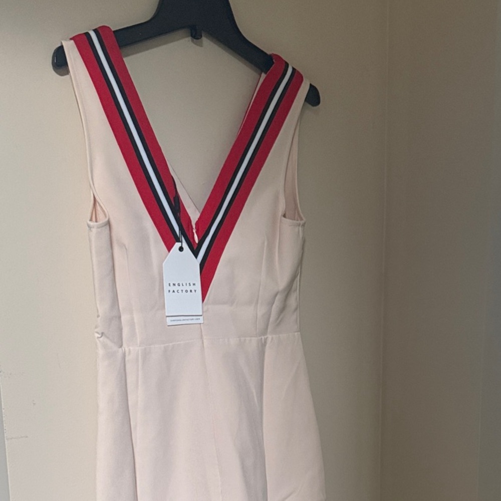 English Factory Cream Dress with Red and Black Accents